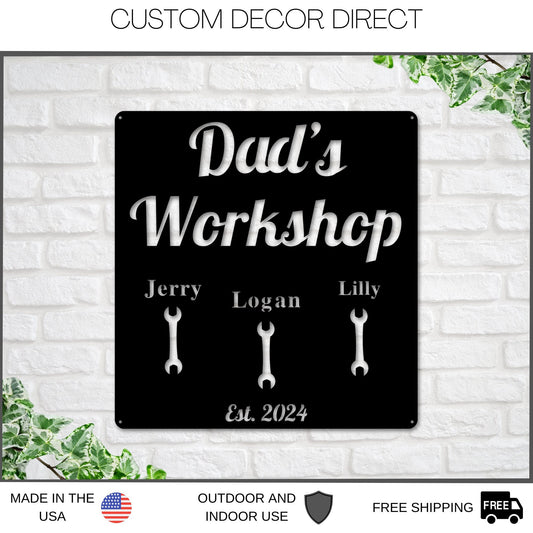 Pop Pop's Workshop Metal Sign, Dads Workshop, Grandpas Workshop Sign, Crescent Wrench, Gifts For Him, Custom Workshop Sign, Gift for Dad