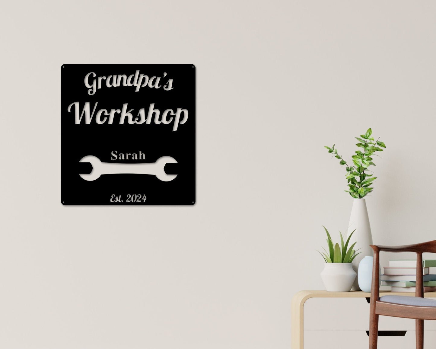 Pop Pop's Workshop Metal Sign, Dads Workshop, Grandpas Workshop Sign, Crescent Wrench, Gifts For Him, Custom Workshop Sign, Gift for Dad