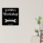 Pop Pop's Workshop Metal Sign, Dads Workshop, Grandpas Workshop Sign, Crescent Wrench, Gifts For Him, Custom Workshop Sign, Gift for Dad
