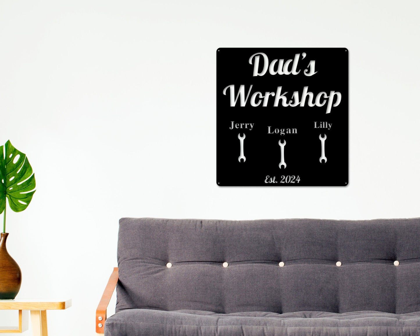 Pop Pop's Workshop Metal Sign, Dads Workshop, Grandpas Workshop Sign, Crescent Wrench, Gifts For Him, Custom Workshop Sign, Gift for Dad