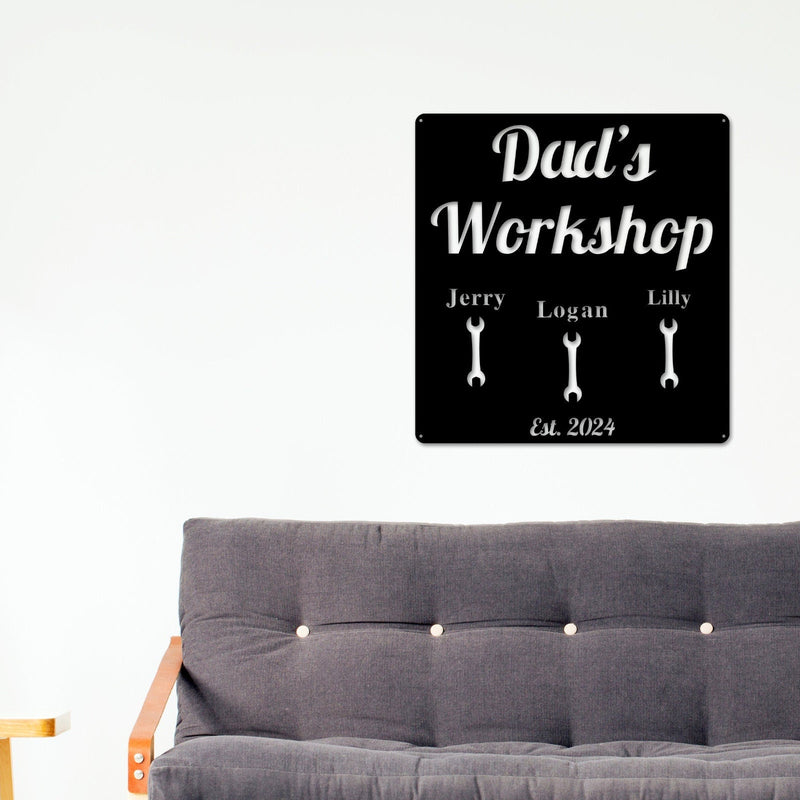 Pop Pop's Workshop Metal Sign, Dads Workshop, Grandpas Workshop Sign, Crescent Wrench, Gifts For Him, Custom Workshop Sign, Gift for Dad