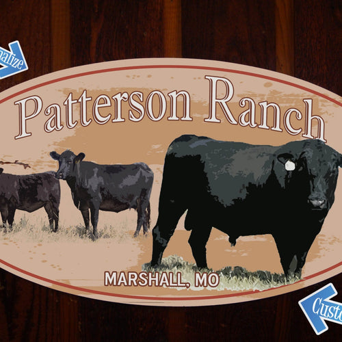 Custom Tin Cattle Farm Country Sign - Large Oval
