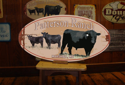 Custom Tin Cattle Farm Country Sign - Large Oval