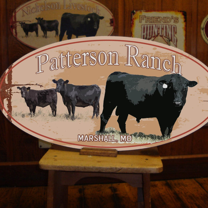 Custom Tin Cattle Farm Country Sign - Large Oval