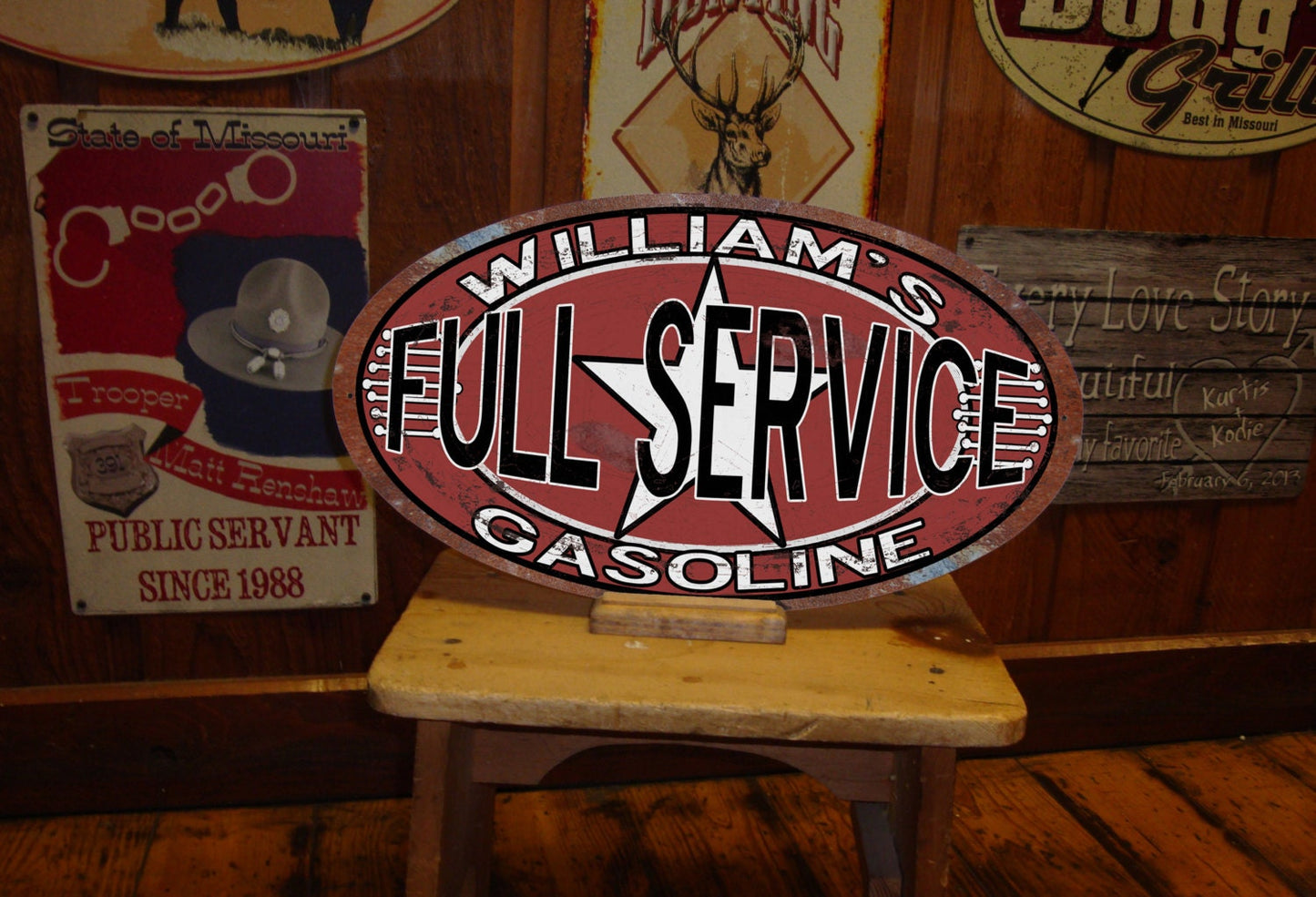 Personalized, Custom, Vintage Tin Gas & Oil Sign