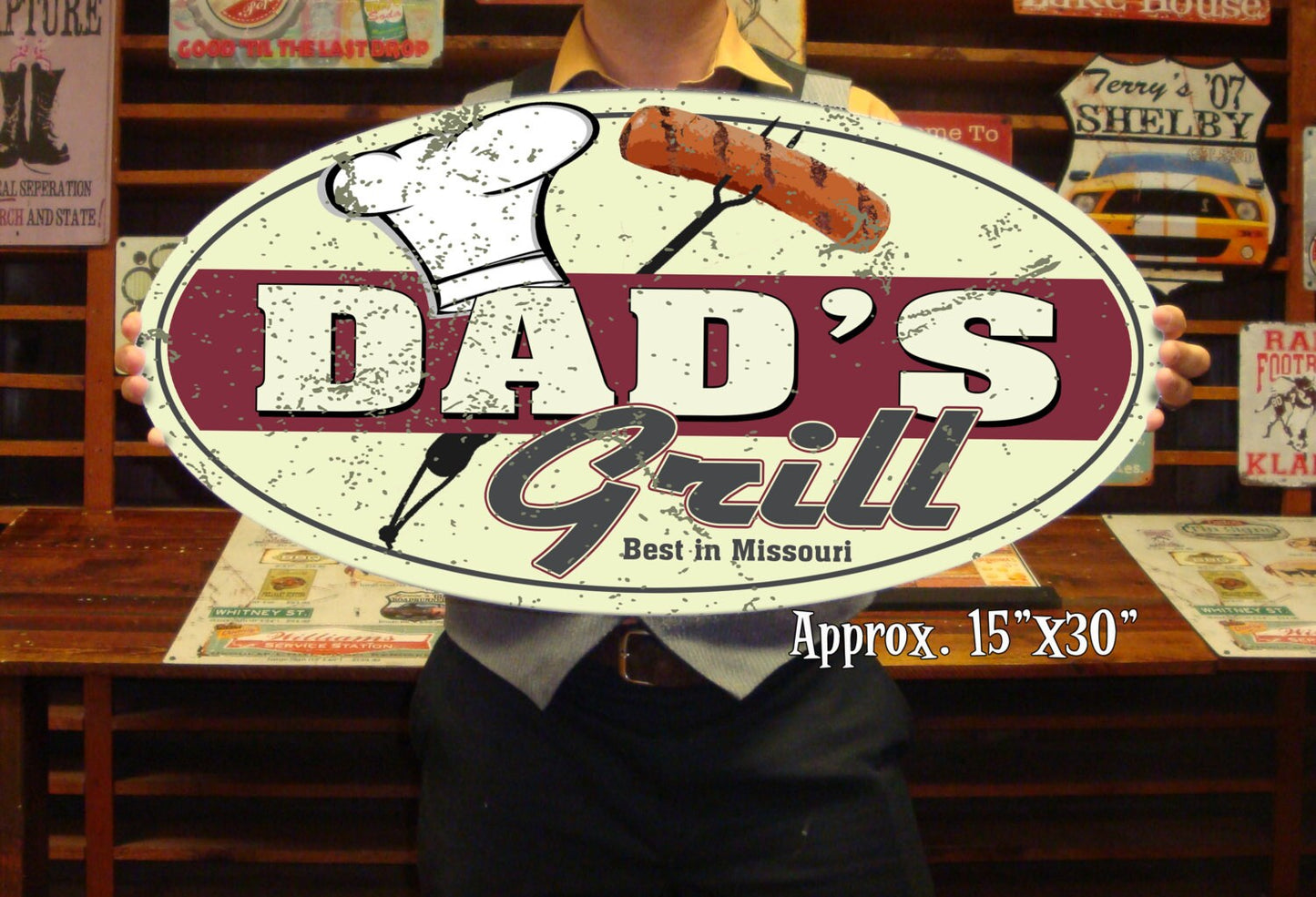 Dad's Grill Custom Tin Sign - BBQ Sign