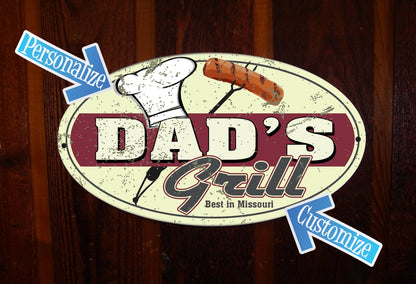 Dad's Grill Custom Tin Sign