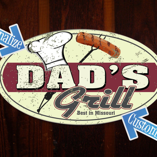 Dad's Grill Custom Tin Sign