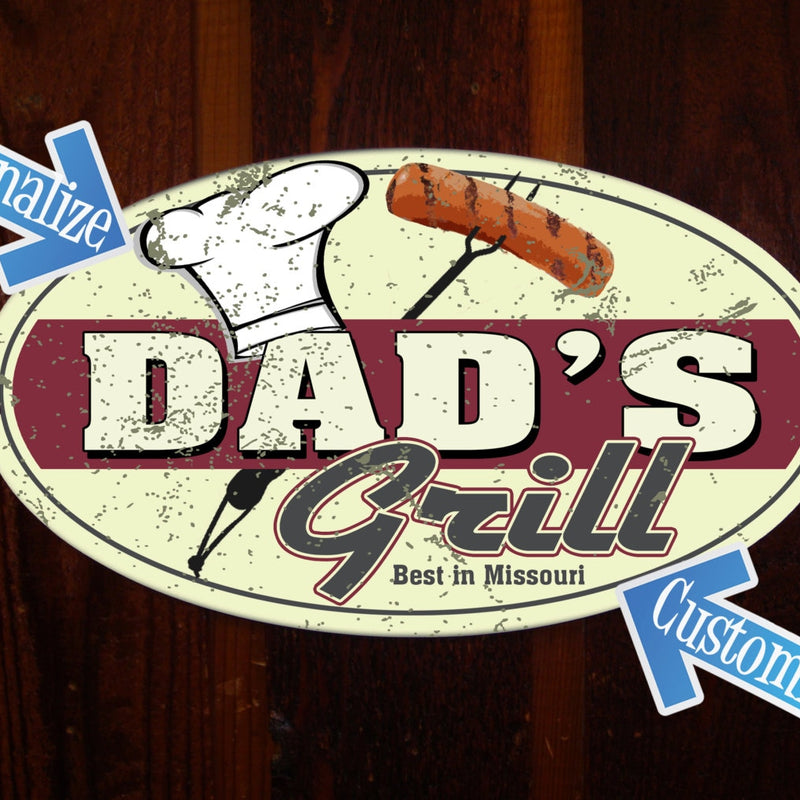 Dad's Grill Custom Tin Sign