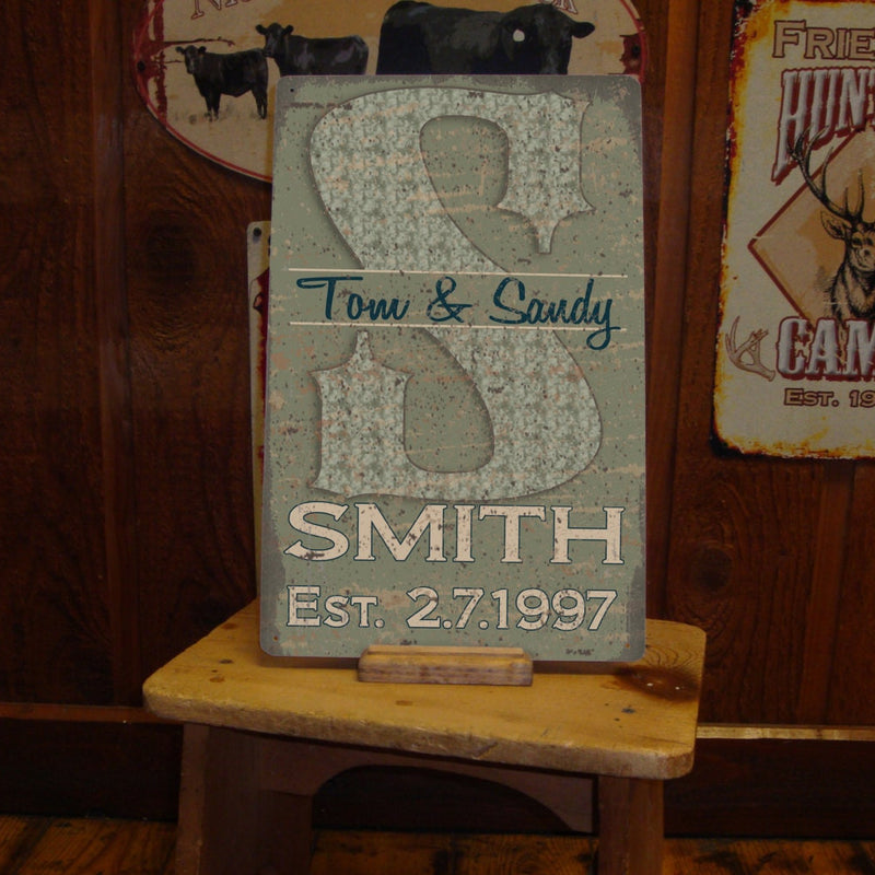 Monogram Family Name Tin Sign - Personalized