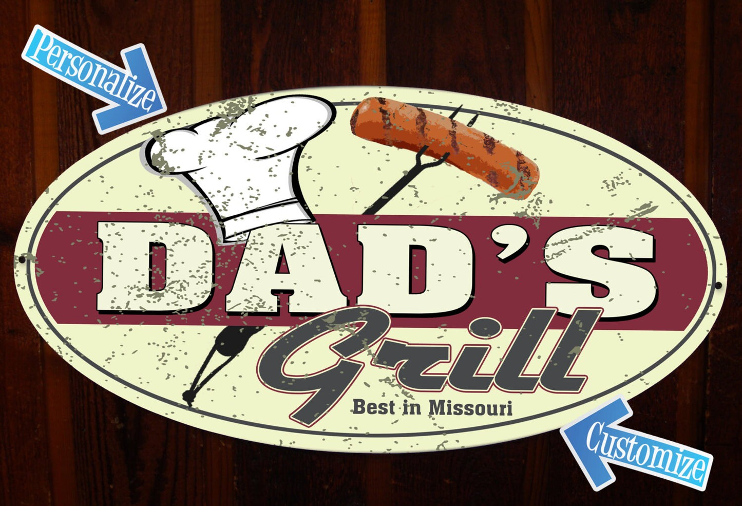 Dad's Grill Custom Tin Sign - BBQ Sign