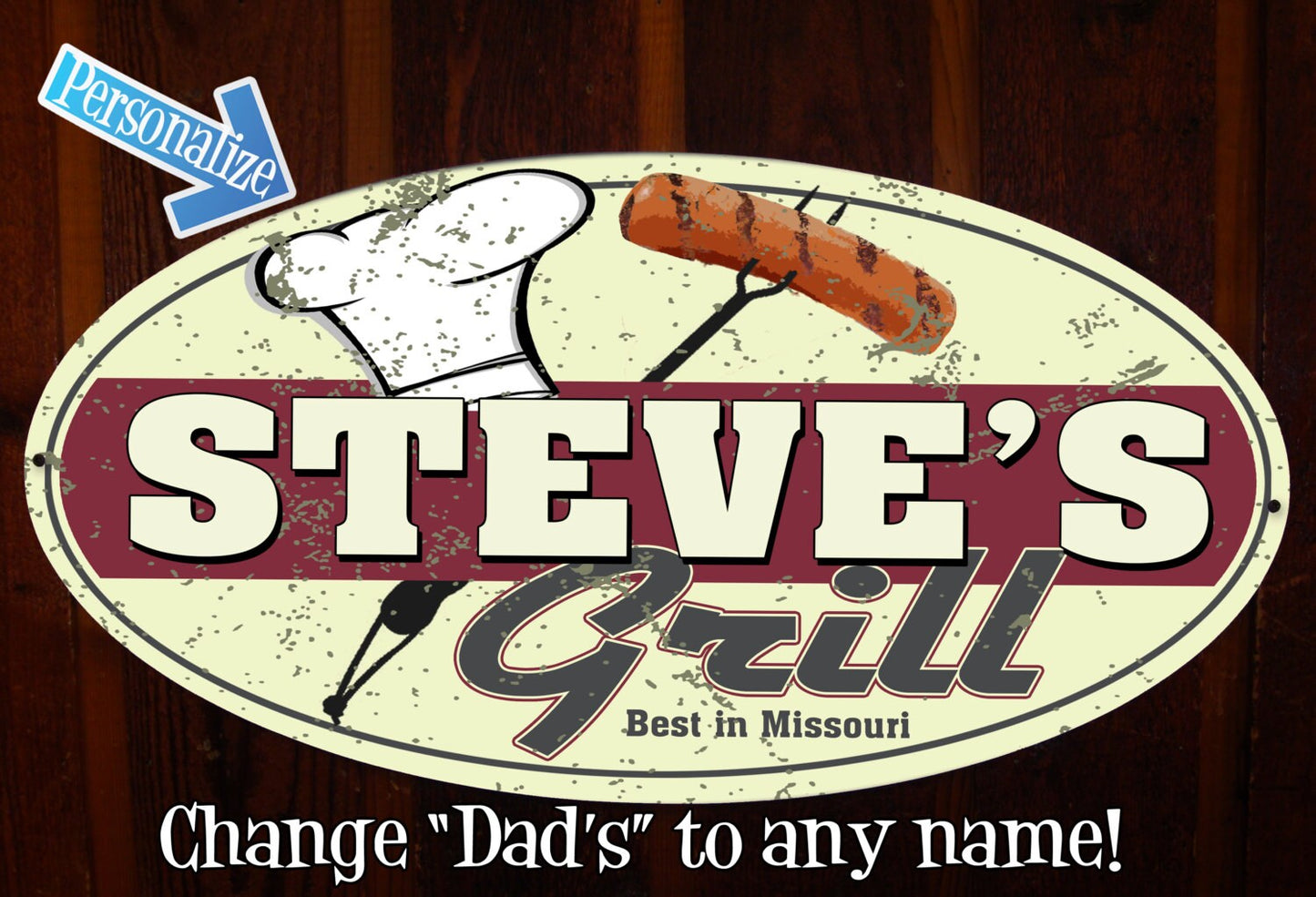 Dad's Grill Custom Tin Sign - BBQ Sign