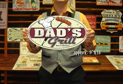 Dad's Grill Custom Tin Sign