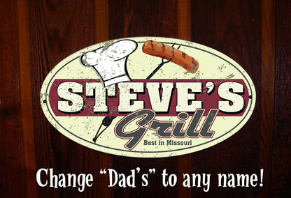 Dad's Grill Custom Tin Sign