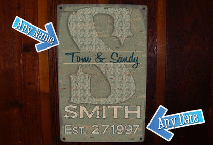 Monogram Family Name Tin Sign - Personalized