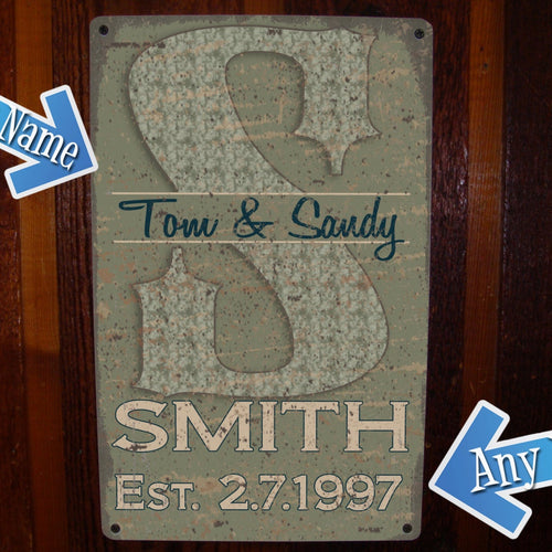 Monogram Family Name Tin Sign - Personalized