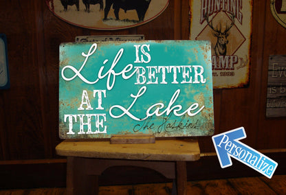 Lake House Sign - Custom, Vintage, Personalize Tin Sign