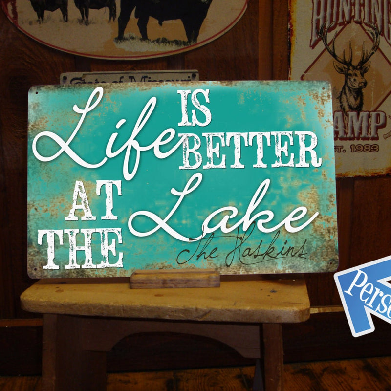 Personalized Lake House Sign – Life is Better at the Lake – Vintage Tin