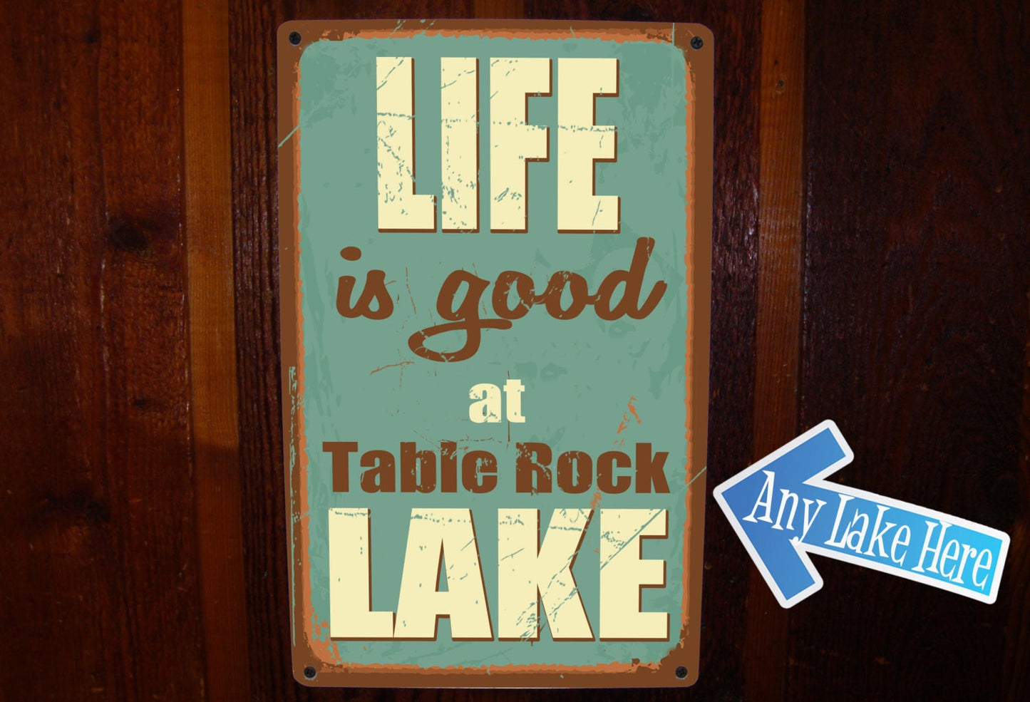 Lake House Sign. Custom, Vintage Lake Sign on Tin. Lake Cabin Sign