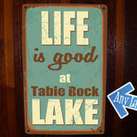 Custom vintage lake sign on tin, lake cabin sign