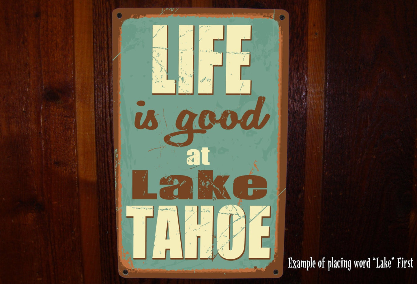 Lake House Sign. Custom, Vintage Lake Sign on Tin. Lake Cabin Sign