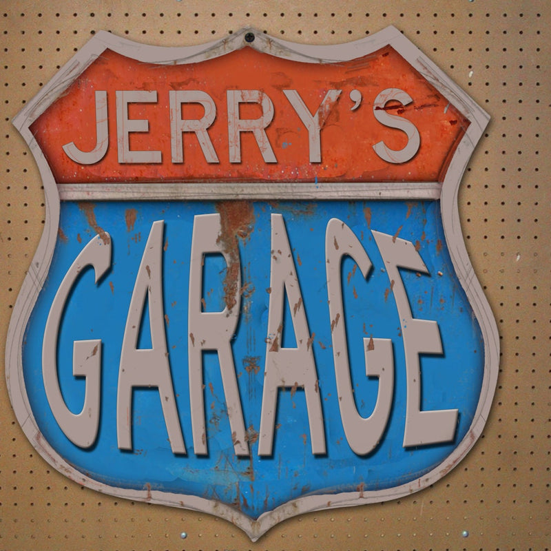 Route 66 Shield Custom Garage Tin Sign. Custom Tin Sign