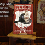 Firefighter decor. Custom Tin Sign. Personalized Fireman Sign.