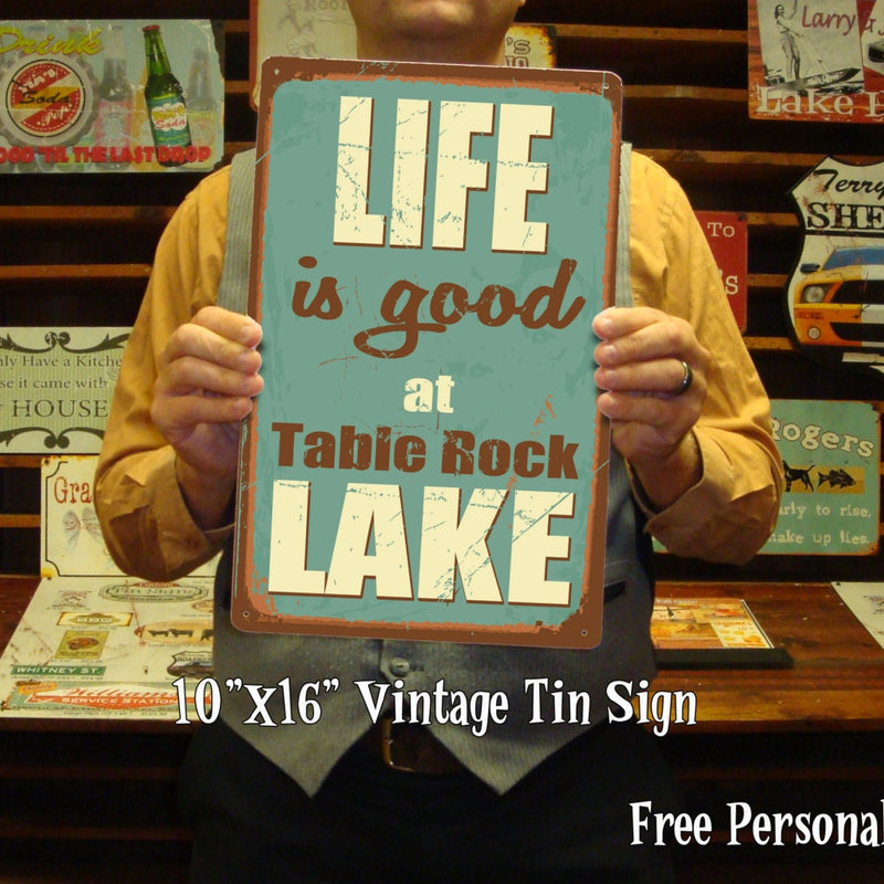 Lake House Sign. Custom, Vintage Lake Sign on Tin. Lake Cabin Sign