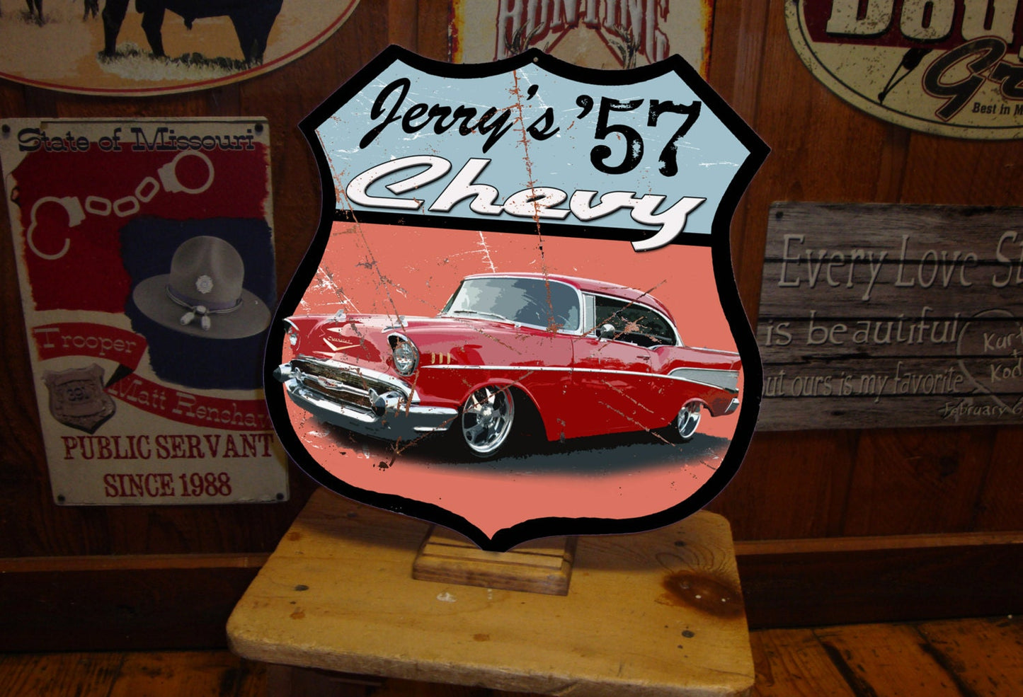 Custom Tin Sign - Featuring YOUR Car! Route 66 Tin Sign