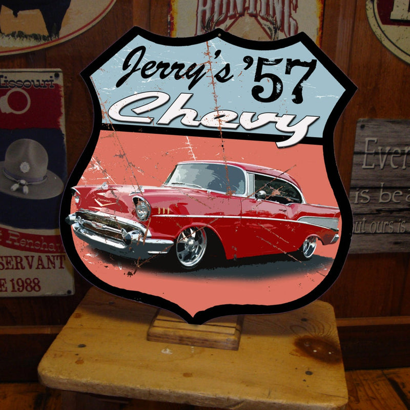 Custom Tin Sign - Featuring YOUR Car! Route 66 Tin Sign