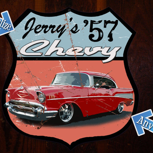 Custom Tin Sign - Featuring YOUR Car! Route 66 Tin Sign