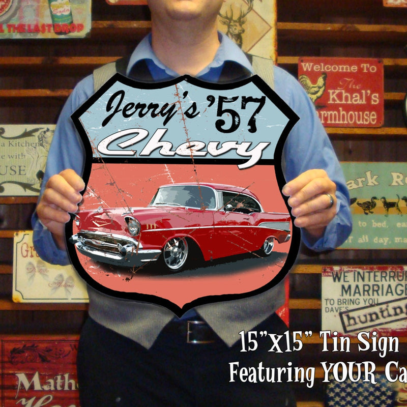 Custom Tin Sign - Featuring YOUR Car! Route 66 Tin Sign
