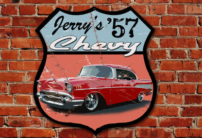 Custom Tin Sign - Featuring YOUR Car! Route 66 Tin Sign