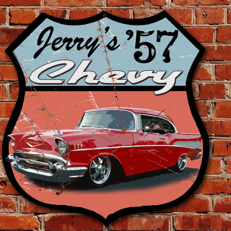 Custom Tin Sign - Featuring YOUR Car! Route 66 Tin Sign
